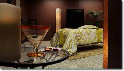 Massage therapy provided in soothing environment.
